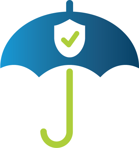 insurance umbrella with check mark icon